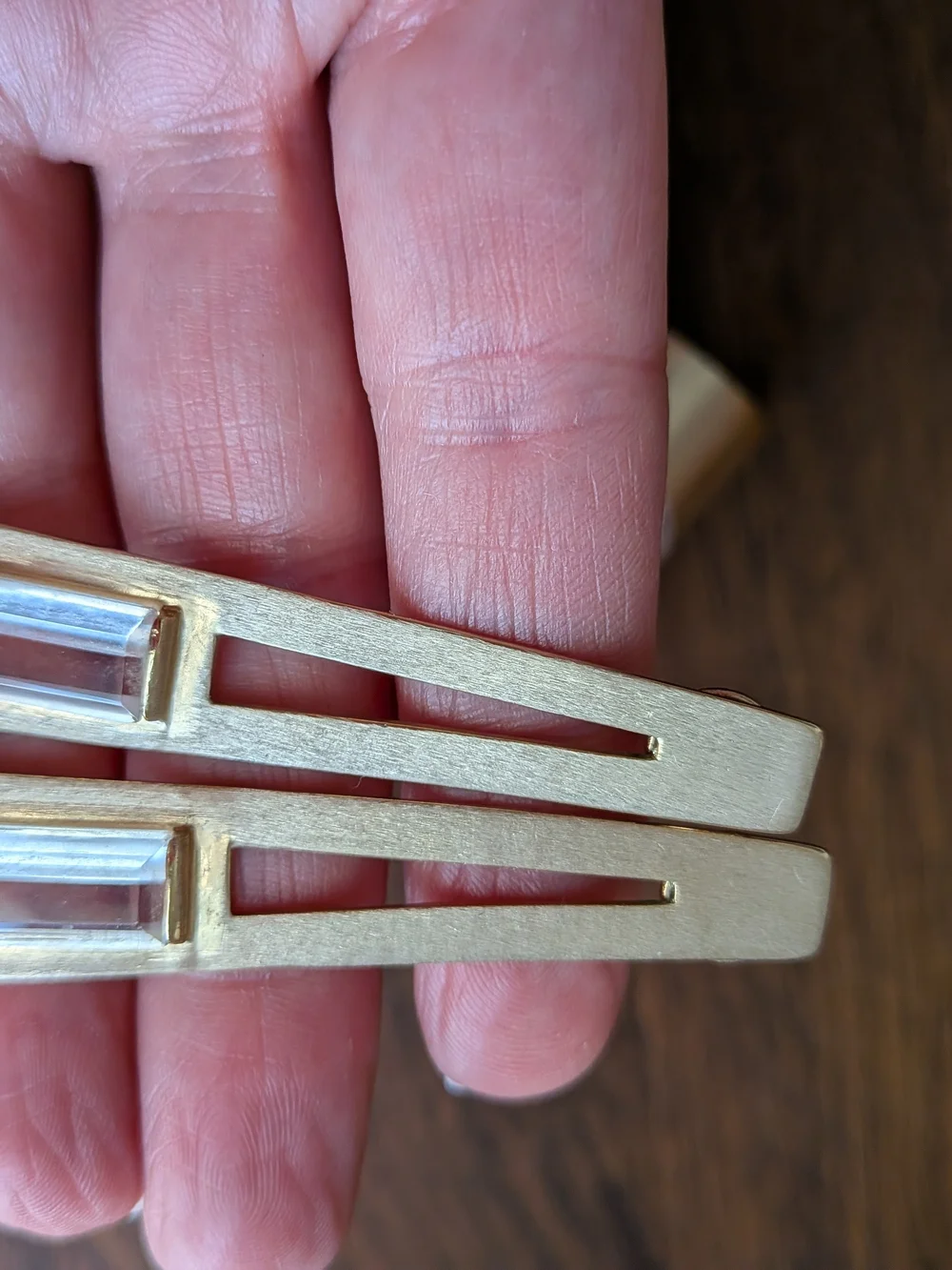 Gold Plated Geometric Ring and Earring Set with Clear Crystal - Like New!